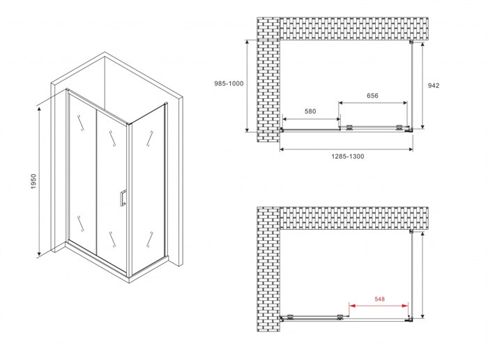 Душевой уголок ABBER Schwarzer Diamant AG30130BH-S100B AG30130BH-S100B - фото 10046