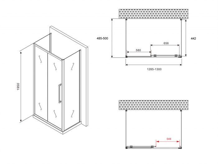 Душевой уголок ABBER Schwarzer Diamant AG30130BH-S50B-S50B AG30130BH-S50B-S50B - фото 10052