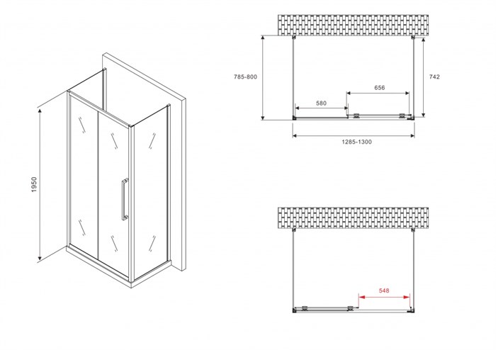 Душевой уголок ABBER Schwarzer Diamant AG30130BH-S80B-S80B AG30130BH-S80B-S80B - фото 10068