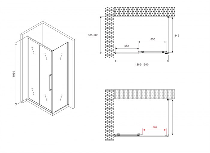 Душевой уголок ABBER Schwarzer Diamant AG30130BH-S90B AG30130BH-S90B - фото 10074