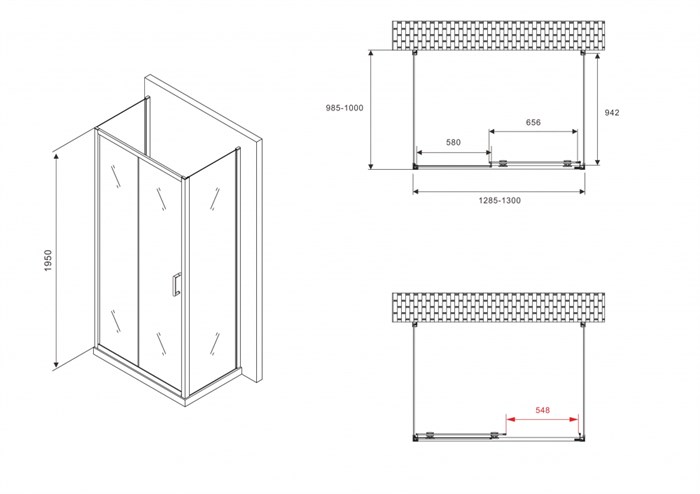 Душевой уголок ABBER Schwarzer Diamant AG30130B-S100B-S100B AG30130B-S100B-S100B - фото 10092