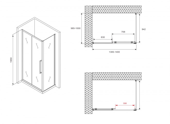 Душевой уголок ABBER Schwarzer Diamant AG30140BH-S100B AG30140BH-S100B - фото 10210