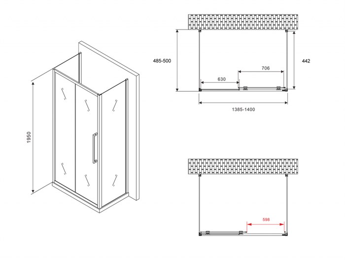 Душевой уголок ABBER Schwarzer Diamant AG30140BH-S50B-S50B AG30140BH-S50B-S50B - фото 10216