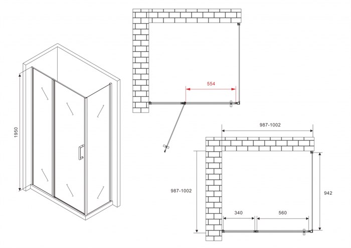 Душевой уголок ABBER Sonnenstrand AG04100BS-S100B AG04100BS-S100B - фото 11002