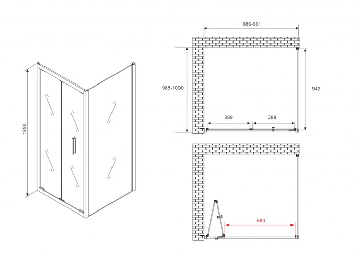 Душевой уголок ABBER Sonnenstrand AG07090B-S100B AG07090B-S100B - фото 11170