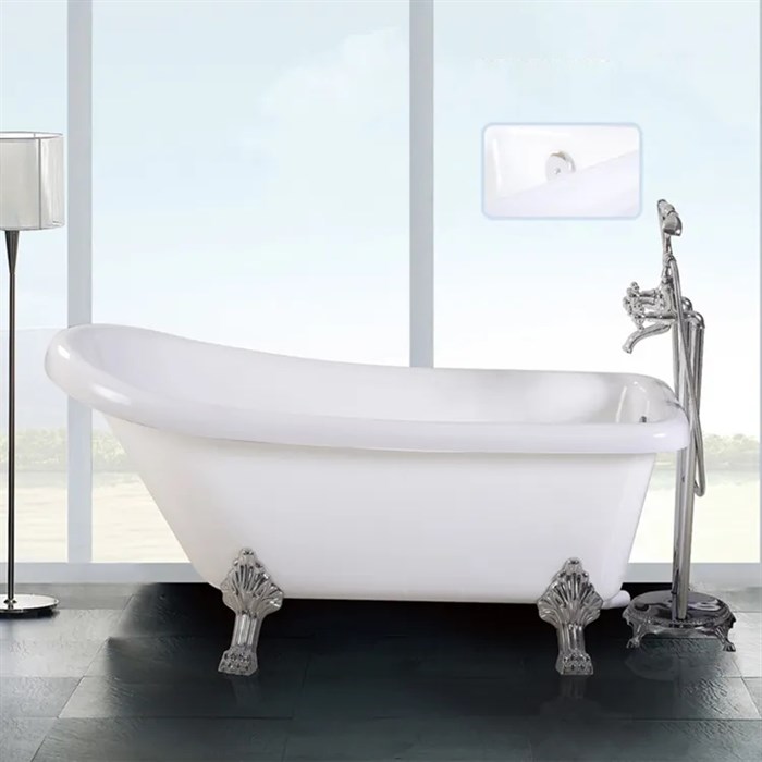 Ванна VITO 150 акриловая отдельностоящая Cerutti SPA (1550x740x750) на львиных алюминиевых хромированных лапах CT9320 - фото 4779